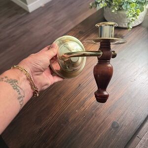 Gold and Wood Wall Sconce